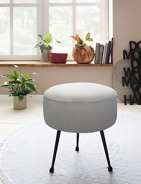 Home affaire Hocker "Kosi", Webstoff Bezug, mit schwarzen Metallbeinchen, i günstig online kaufen