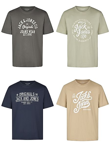 Jack & Jones Tshirt Herren Regular Fit JJLINO 4er Pack Set Pack günstig online kaufen