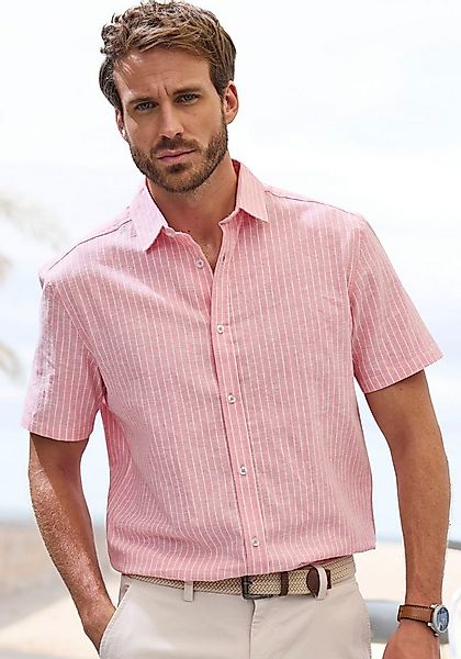 John Devin Kurzarmhemd in Leinenoptik, Streifenhemd aus reiner Baumwolle, r günstig online kaufen