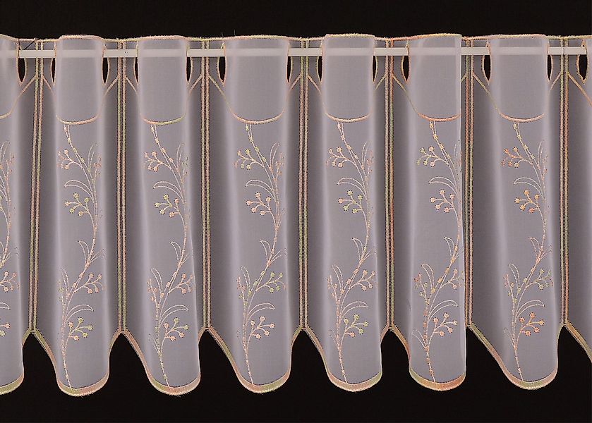 Gardinen Kranzusch Scheibengardine Voile pastellfarbig bestickt, Stangendur günstig online kaufen