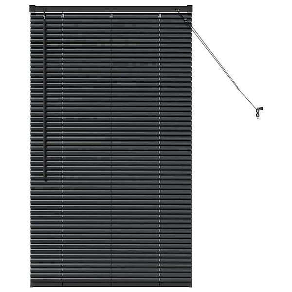 vidaXL Balkenjalousien mit Vorhängen Schwarz 130 x 70 cm Aluminium 42006116 günstig online kaufen