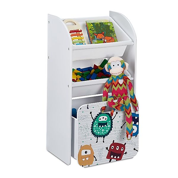relaxdays Standregal Schmales Kinderregal mit Monstern günstig online kaufen