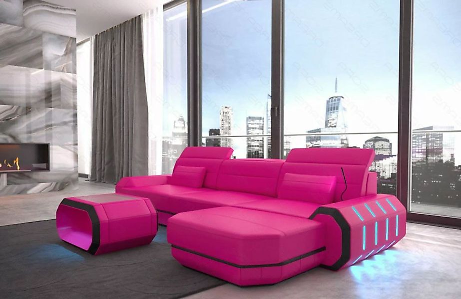 Sofa Dreams Ecksofa Ledersofa Roma L Form Mini, Designersofa, Licht, USB, K günstig online kaufen