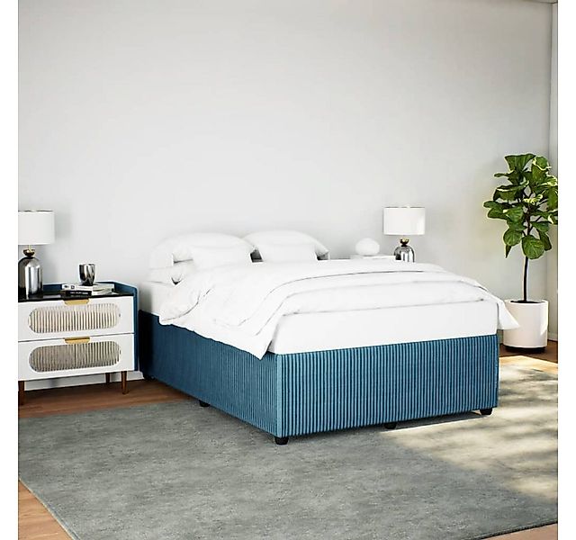 vidaXL Bett, Bettgestell Blau 160x200 cm Samt günstig online kaufen