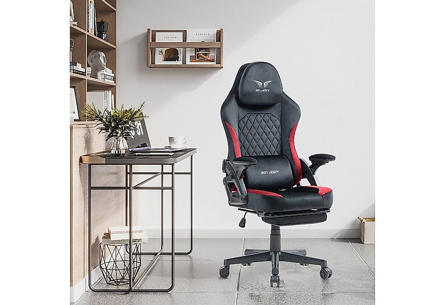 BRTHORY Gaming-Stuhl Rmit Verstellbare Kopfstütze Wippfunktion, 135°, Schwa günstig online kaufen