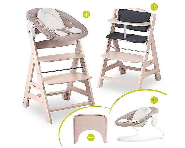 Hauck Hochstuhl Beta Plus Whitewashed Newborn Set - Stretch Beige, Babystuh günstig online kaufen