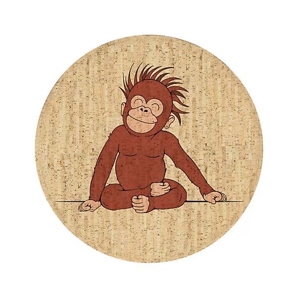 Kork Kinderteppich "Charlie Der Affe" (Rund, Natur) günstig online kaufen