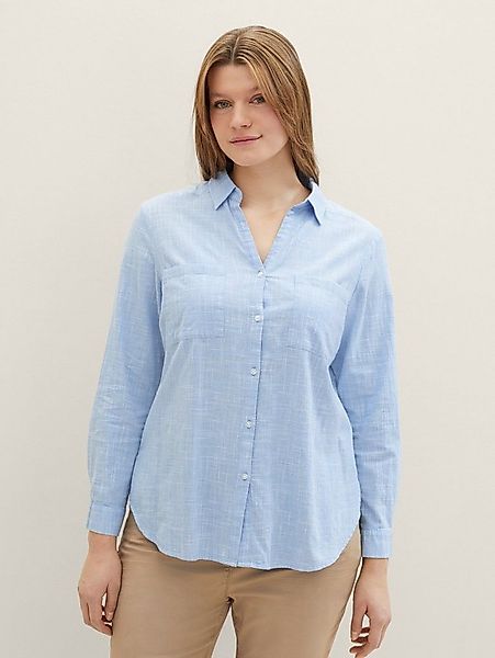 TOM TAILOR PLUS Langarmbluse Blusen & Shirts Plus Size - Bluse mit Brusttas günstig online kaufen