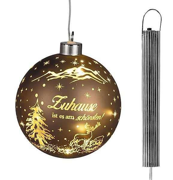 formano Dekolicht LED Weihnachtskugel zum Hängen 15 cm braun-gold mit Spruc günstig online kaufen