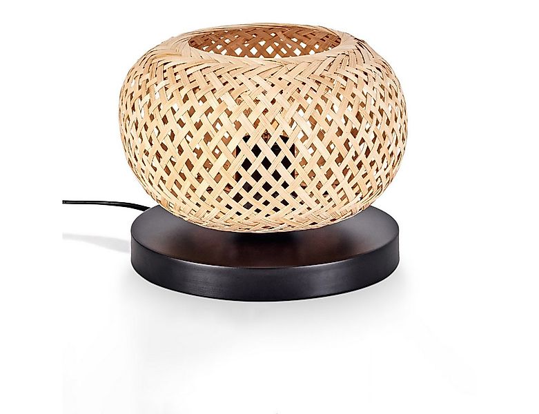 hofstein Tischleuchte moderne Boho Tischlampe aus Metall/Bambus in Schwarz/ günstig online kaufen