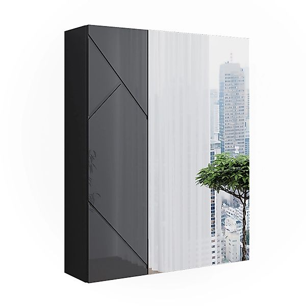 Vicco Badspiegelschrank Irma Anthrazit/Anthrazit Hochglanz 60 x 75 cm günstig online kaufen