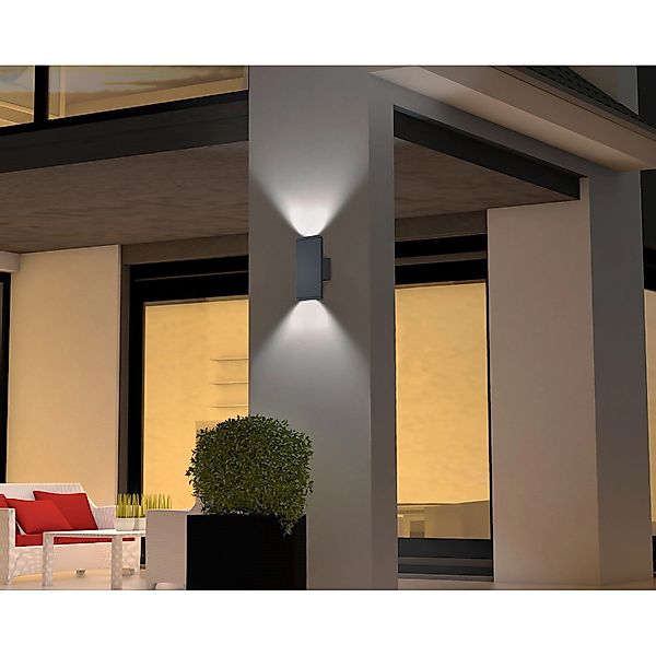 LED-Außenwandlampe COLORADO anthrazit Höhe 20 cm Metall IP54 günstig online kaufen