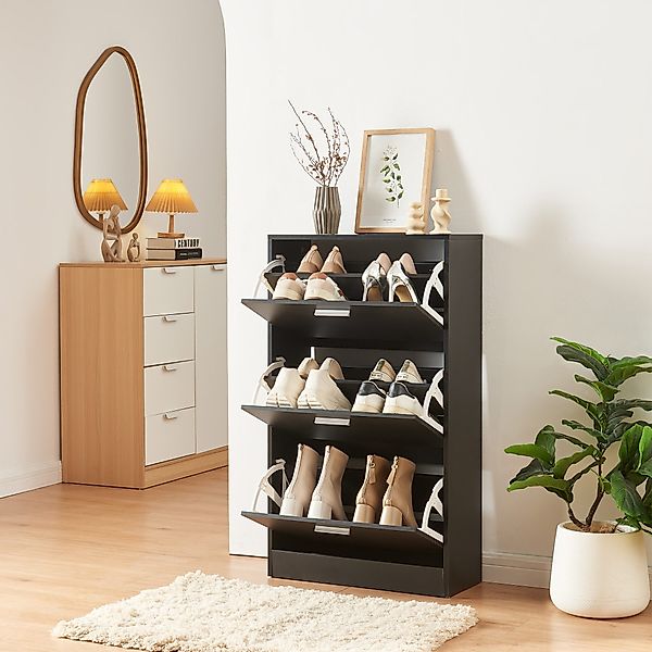 en.casa Schuhschrank »Sykkylven« Schuhkipper mit 3 günstig online kaufen