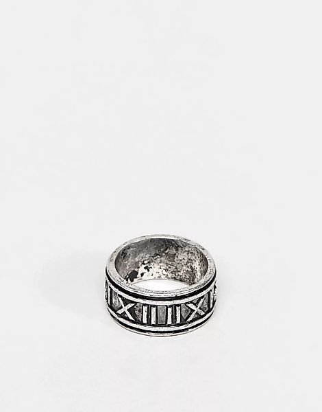 ASOS DESIGN – Flacher Ring mit römischen Ziffern in polierter Silberoptik günstig online kaufen