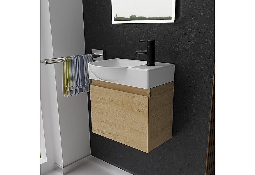 Alpenberger Badmöbel-Set - Gäste WC Waschbecken mit Unterschrank 45 cm Brei günstig online kaufen