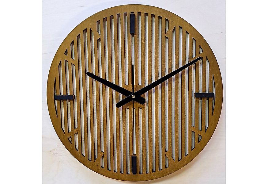 ORNAMENTI Wanduhr Grosse, moderne Wanduhr, geometrisch, Lamellen, holz, Eic günstig online kaufen
