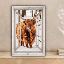 OneMillionCanvasses® Leinwandbild Schottische Highlander - Schnee günstig online kaufen