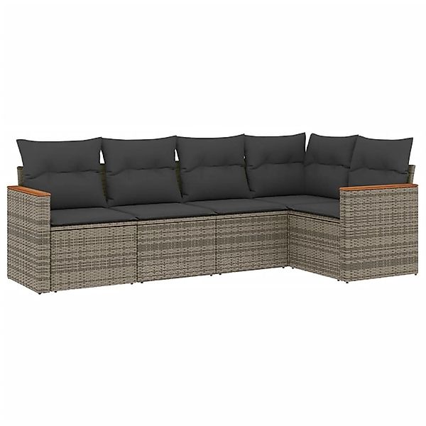 vidaXL 5-tlg Garten-Sofagarnitur mit Kissen Grau Poly Rattan Modell 79 günstig online kaufen