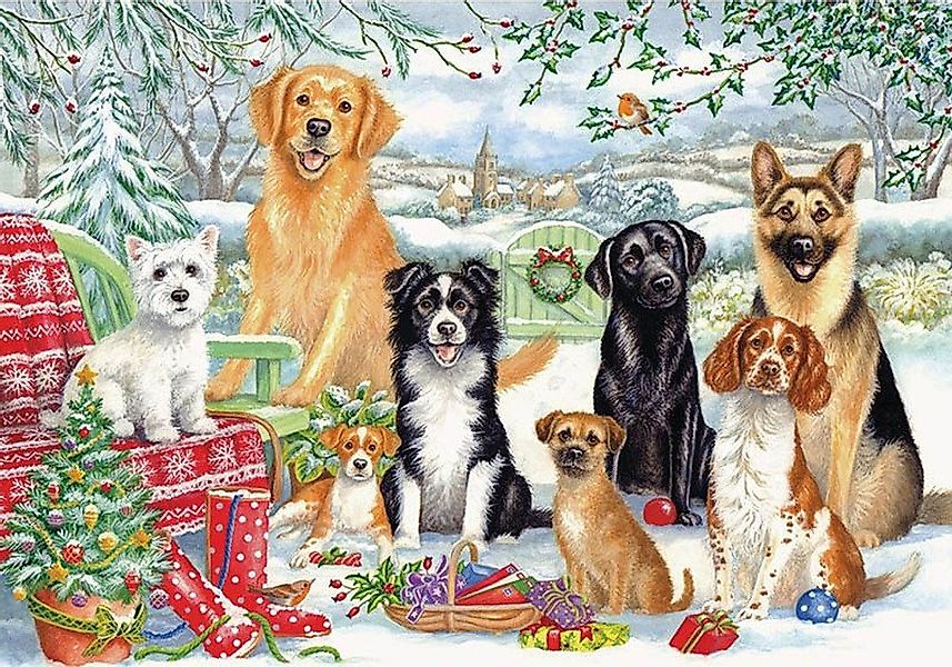 Otter House Puzzle Hunde in Weihnachtsstimmung, Puzzleteile günstig online kaufen