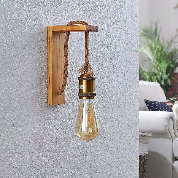 Lindby Helou Holz-Wandlampe mit sichtbarer Fassung günstig online kaufen