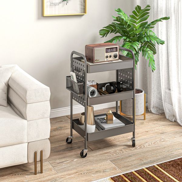 HOMCOM Servierwagen Aufbewahrungswagen mit 3 Etagen, günstig online kaufen