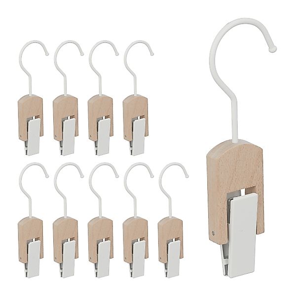 relaxdays Kleiderbügel 10 x weiße Stiefelhaken günstig online kaufen