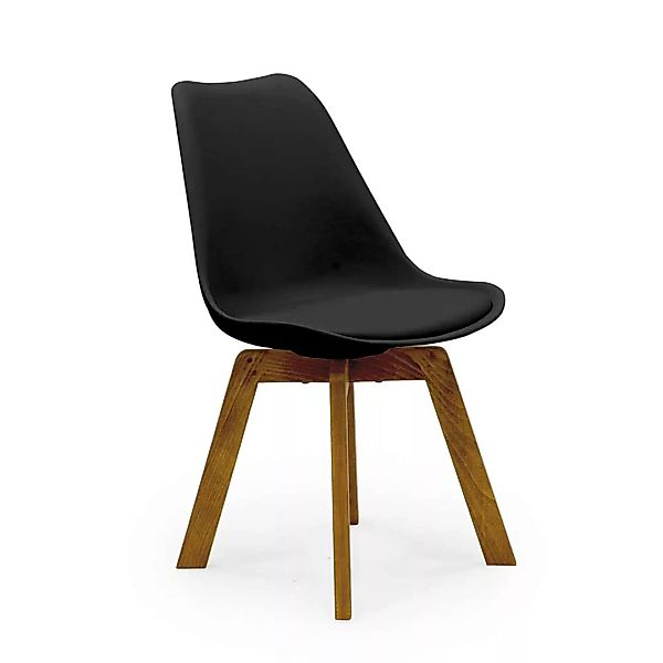 Schalen Esszimmerstühle in Schwarz Kunststoff Massivholzgestell (4er Set) günstig online kaufen