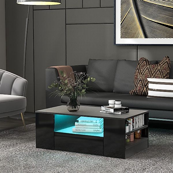 STILVORA Wohnzimmer-Set Hochglanz Kaffeetisch mit 2 günstig online kaufen