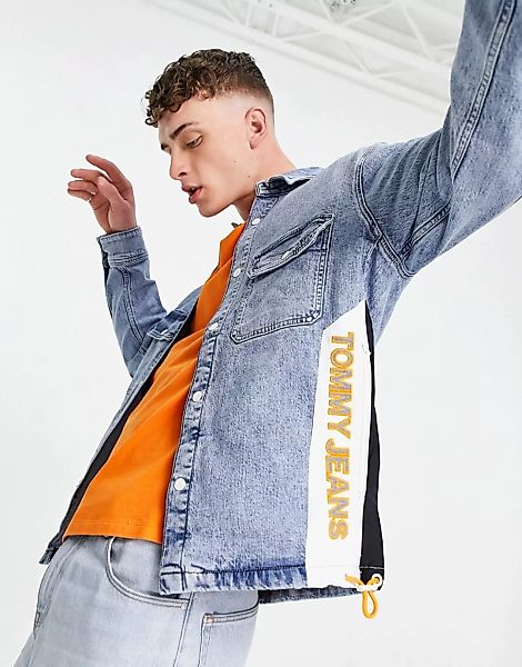 Tommy Jeans – Jeans-Hemdjacke in heller Shane-Waschung aus verschiedenen St günstig online kaufen