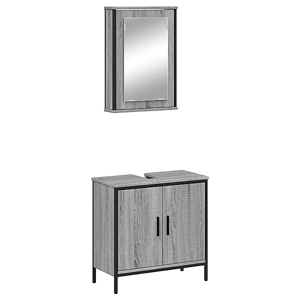 vidaXL Badezimmer-Set 2-tlg. Badmöbel-Set Grau Sonoma günstig online kaufen