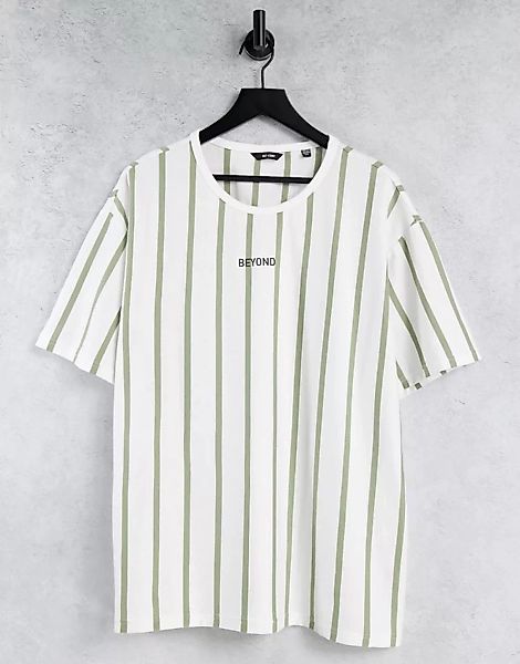 Only & Sons – Oversize-T-Shirt aus Bio-Baumwolle in Weiß mit vertikalen Str günstig online kaufen