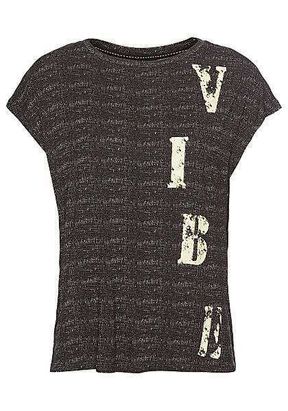 Laura Scott T-Shirt, in besonderer Melange-Optik mit Schriftzug günstig online kaufen