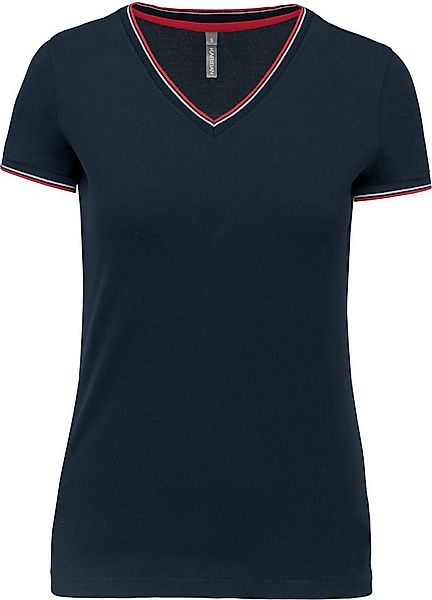 Kariban Rundhalsshirt Damen T-Shirt Ladies piqué knit V-neck T-shirt günstig online kaufen
