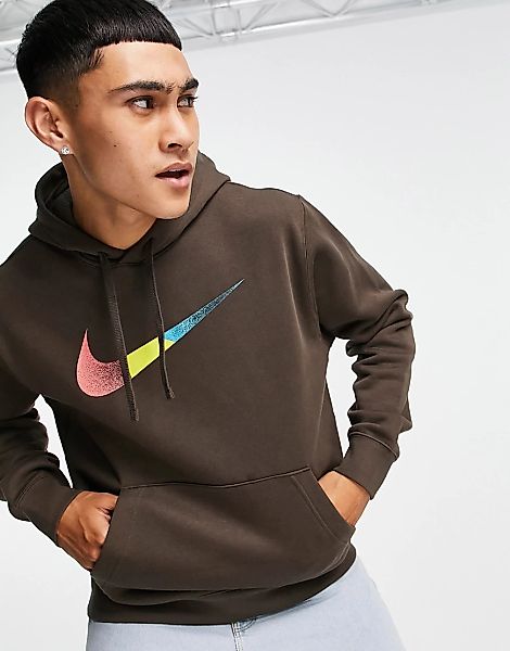 Nike – Kapuzenpullover in Braun mit Swoosh-Logo günstig online kaufen