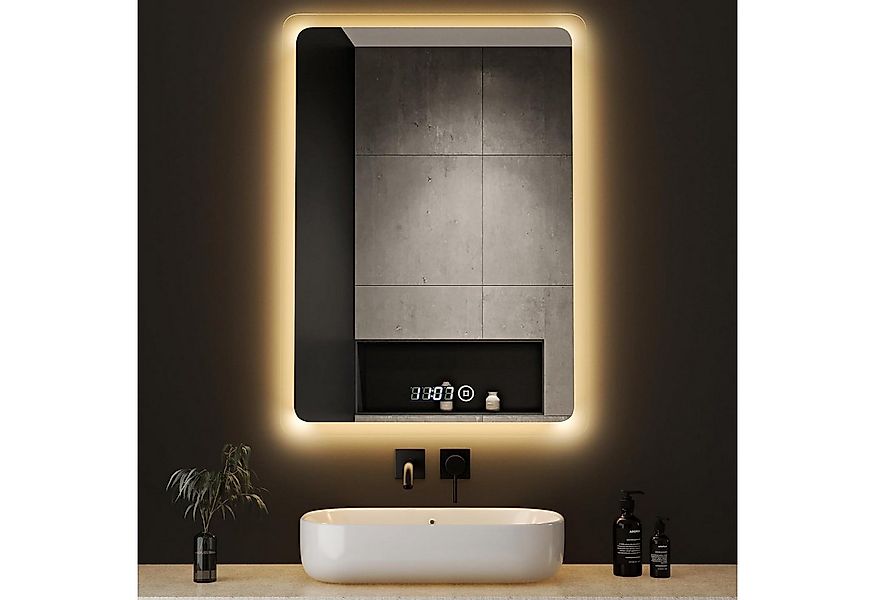 WDWRITTI Badspiegel Led 50x70 80x60 100x60 Touch Uhr dimmbar Spiegel Bad mi günstig online kaufen
