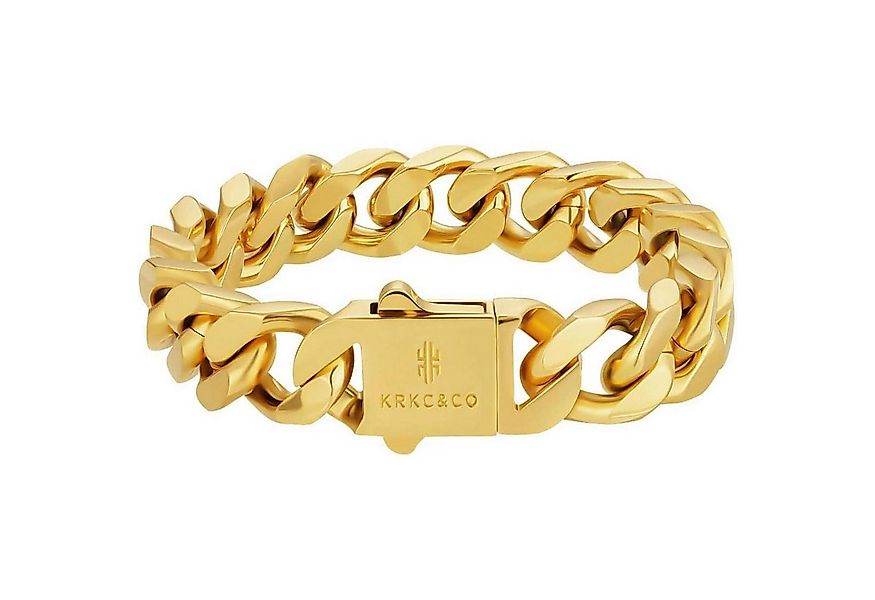 LuxusKollektion Panzerarmband Cuban Armband Herren 14mm 18K Gold beschichte günstig online kaufen