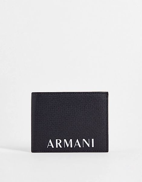 Armani Exchange – Dreifach gefaltete Brieftasche in Schwarz mit Schriftzug- günstig online kaufen