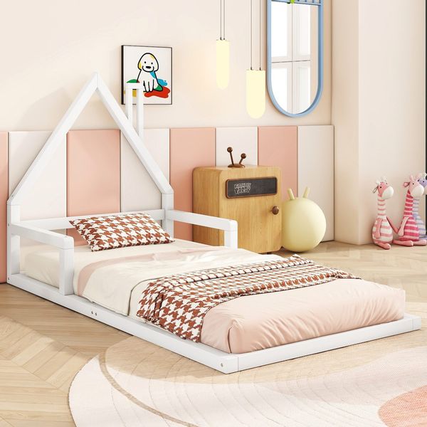 Flieks Massivholzbett, Kinderbett Hausbett Einzelbett 90x200cm günstig online kaufen