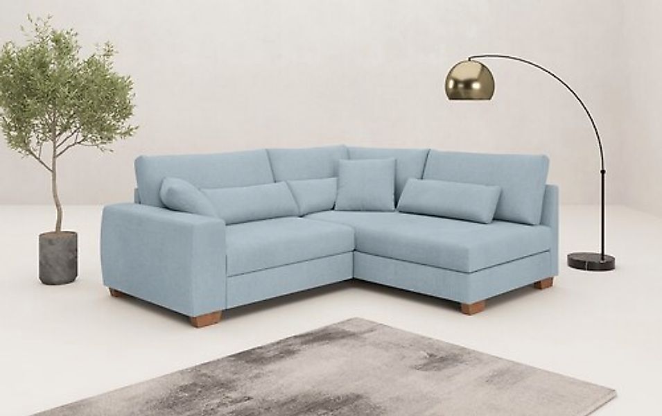 Mr. Couch Ecksofa »Hilla L-Form« Mit Federkern, wahlweise mit Bettfunktion günstig online kaufen