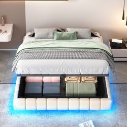 Flieks Polsterbett, Hydraulisches LED Schwebebett 160x200cm günstig online kaufen