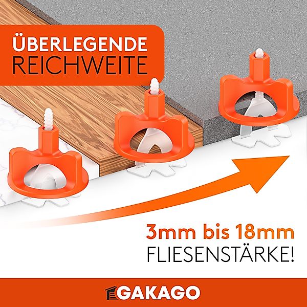 Gakago Nivelliersystem Fliesen (200-tlg., Gewindelaschen 3mm) günstig online kaufen