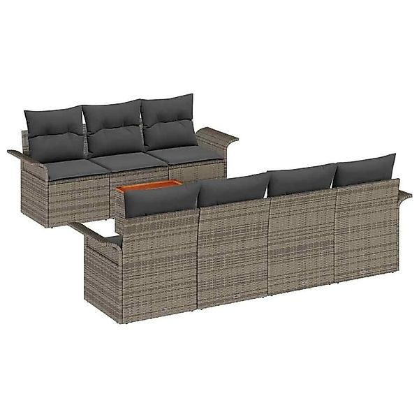 vidaXL Gartensofa-set mit Speicher 8-Tlg Grau Poly-Rattan 3355955 günstig online kaufen