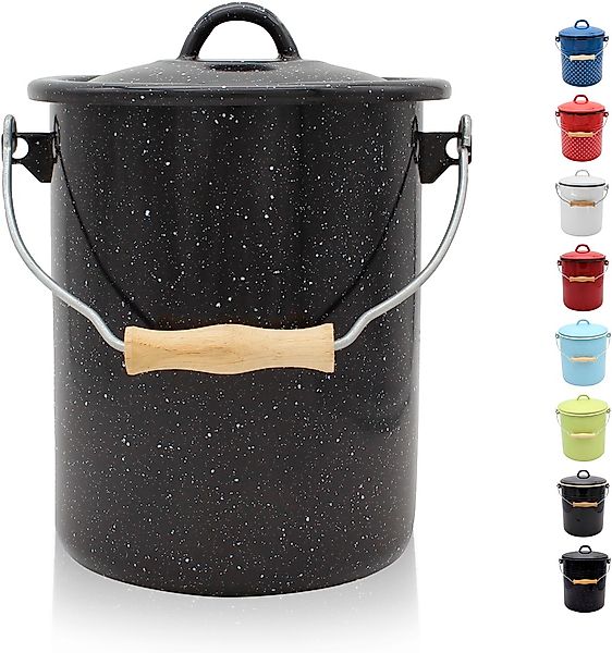 Krüger Mülleimer "Emaille-Eimer mit Deckel Serie Rio" schnitt- / kratzfeste günstig online kaufen