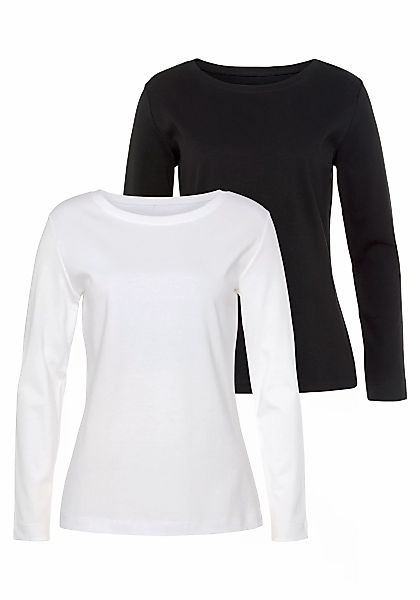 Vivance Langarmshirt "aus reiner Baumwolle", (2er-Pack), aus leicht wärmend günstig online kaufen