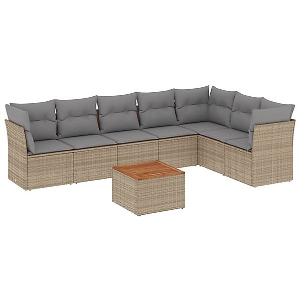 vidaXL 8-Tlg Garten-Sofagarnitur mit Kissen Beige Poly Rattan 3256010 günstig online kaufen