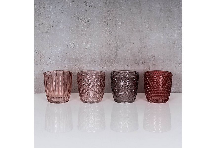 Levandeo® Teelichthalter, 8er Set Windlicht H7,5cm Glas Rosa Rot Teelichtha günstig online kaufen