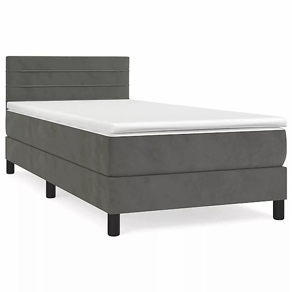 vidaXL Boxspringbett mit Matratze Dunkelgrau 90x190 cm Samt1537755 günstig online kaufen