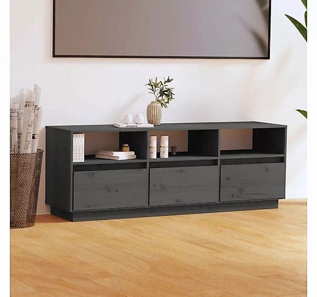 furnicato TV-Schrank Grau 140x37x50 cm Massivholz Kiefer günstig online kaufen