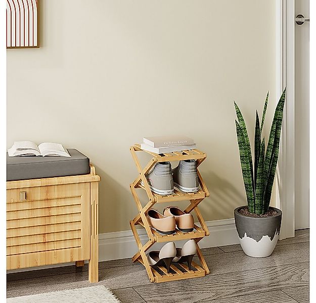 Vicco Schuhregal Ziggy, Bambus, 26 x 52 cm mit 4 Fächern günstig online kaufen