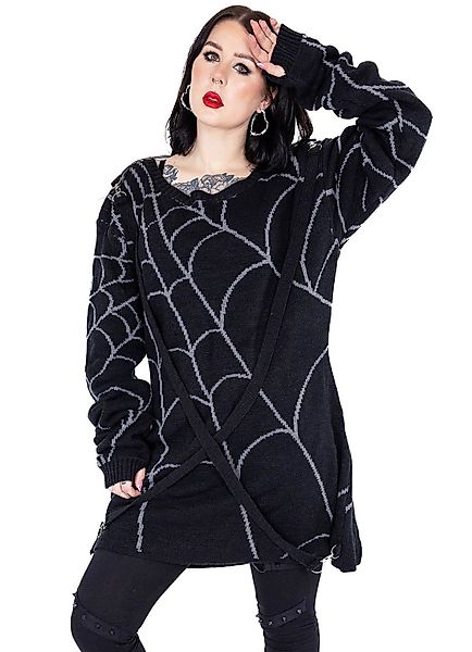 Heartless Strickpullover Spider Web Jumper Gothic günstig online kaufen
